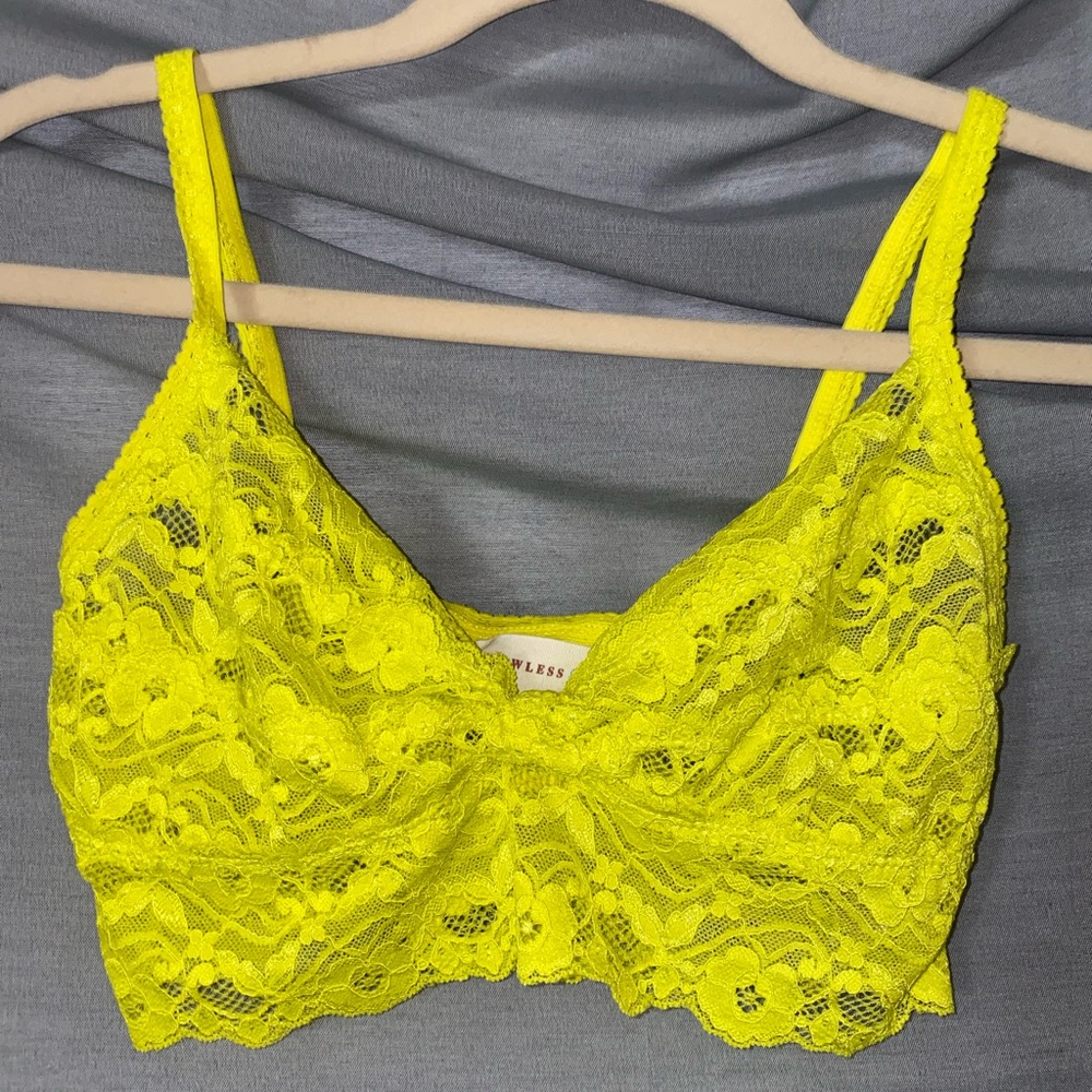 neon yellow lace bralette